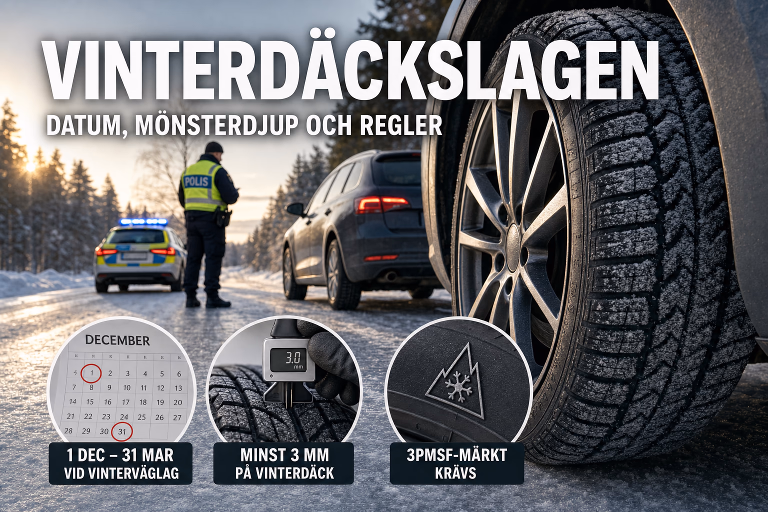 Vinterdäckslagen - datum, mönsterdjup och regler